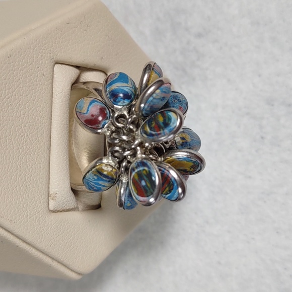 Rainbow Calcite/Sterling Silver Dangling Charms Ring - Picture 3 of 8